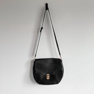 Beautiful Coccinelle Black Leather Purse BoHo Bag Metal Hardware